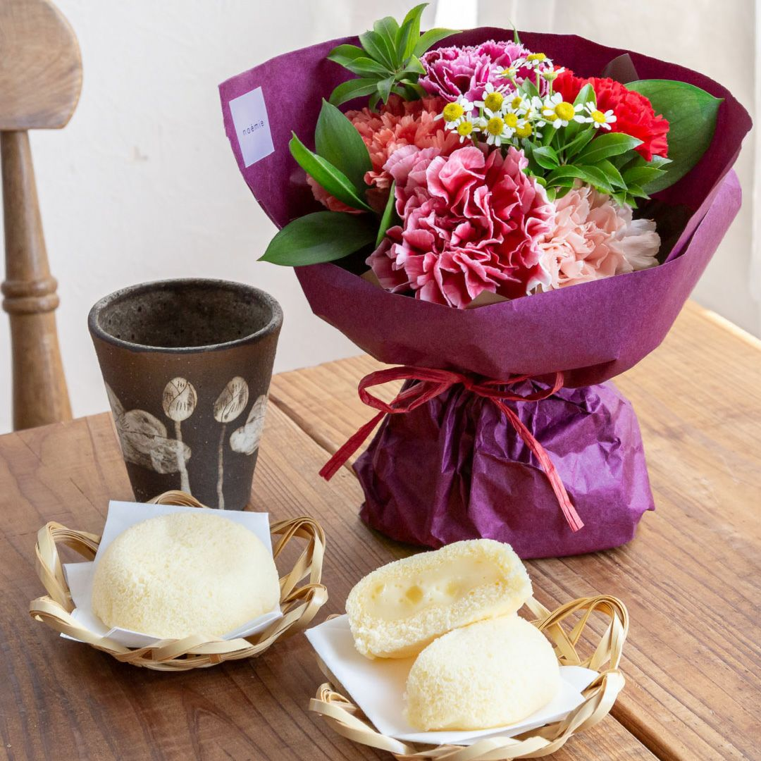 果子乃季“月でひろった卵”+そのまま飾れる花束セット